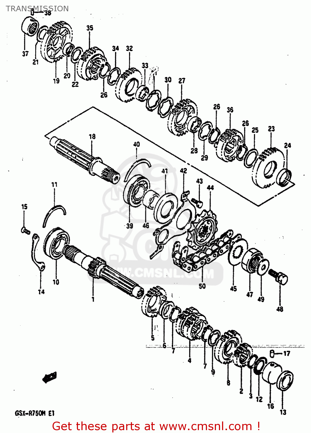 TRANSMISSION GSXR750 1991 (M) (E01 E02 E04 E15 16 17 18 21 22 24 25 34 39 53)