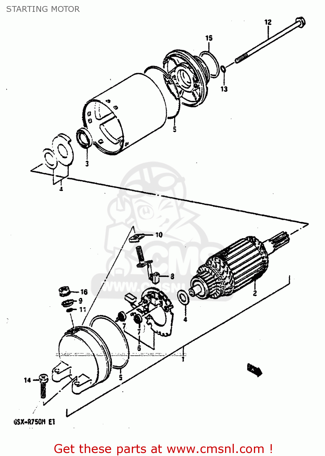 STARTING MOTOR GSXR750 1991 (M) (E01 E02 E04 E15 16 17 18 21 22 24 25 34 39 53)