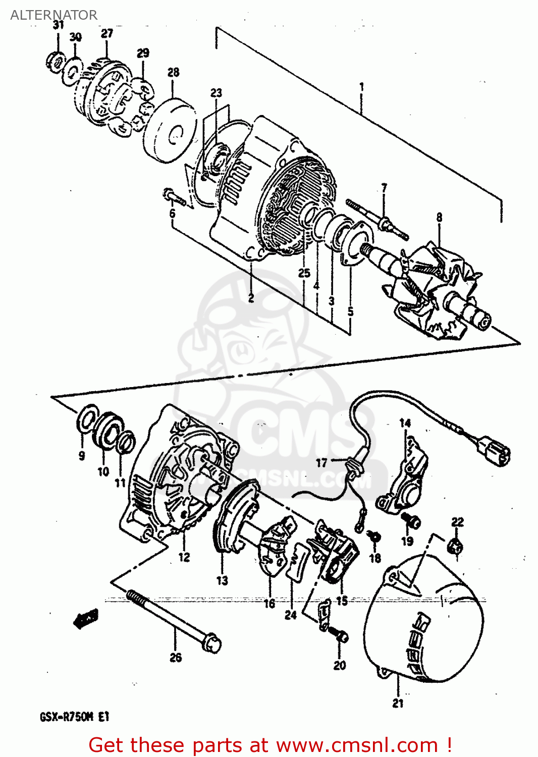 ALTERNATOR GSXR750 1991 (M) (E01 E02 E04 E15 16 17 18 21 22 24 25 34 39 53)