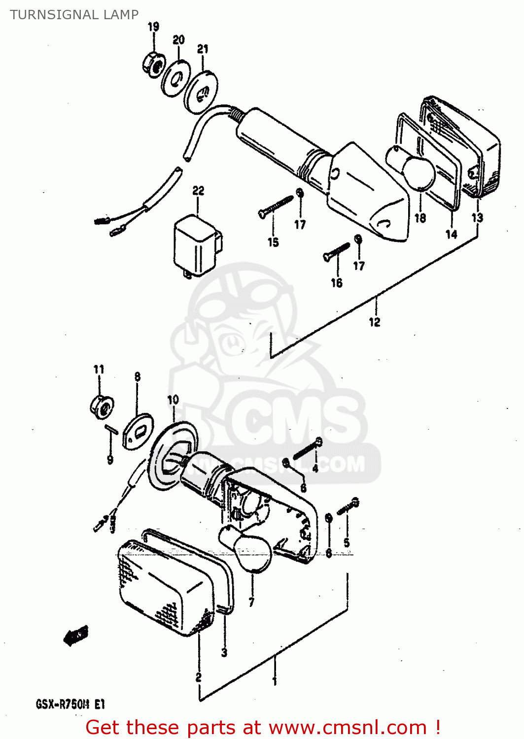 TURNSIGNAL LAMP GSXR750 1991 (M) (E01 E02 E04 E15 16 17 18 21 22 24 25 34 39 53)