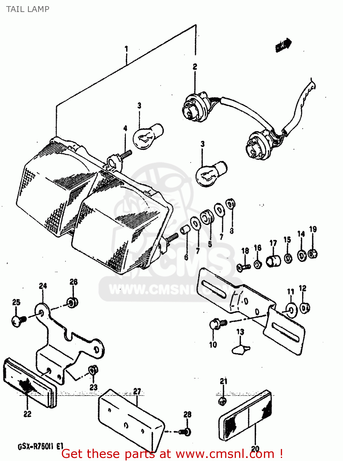 TAIL LAMP GSXR750 1991 (M) (E01 E02 E04 E15 16 17 18 21 22 24 25 34 39 53)