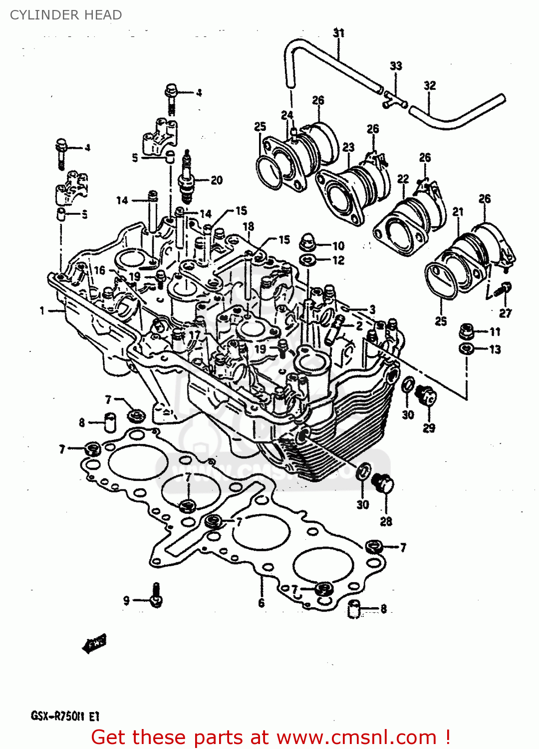 CYLINDER HEAD GSXR750 1991 (M) (E01 E02 E04 E15 16 17 18 21 22 24 25 34 39 53)