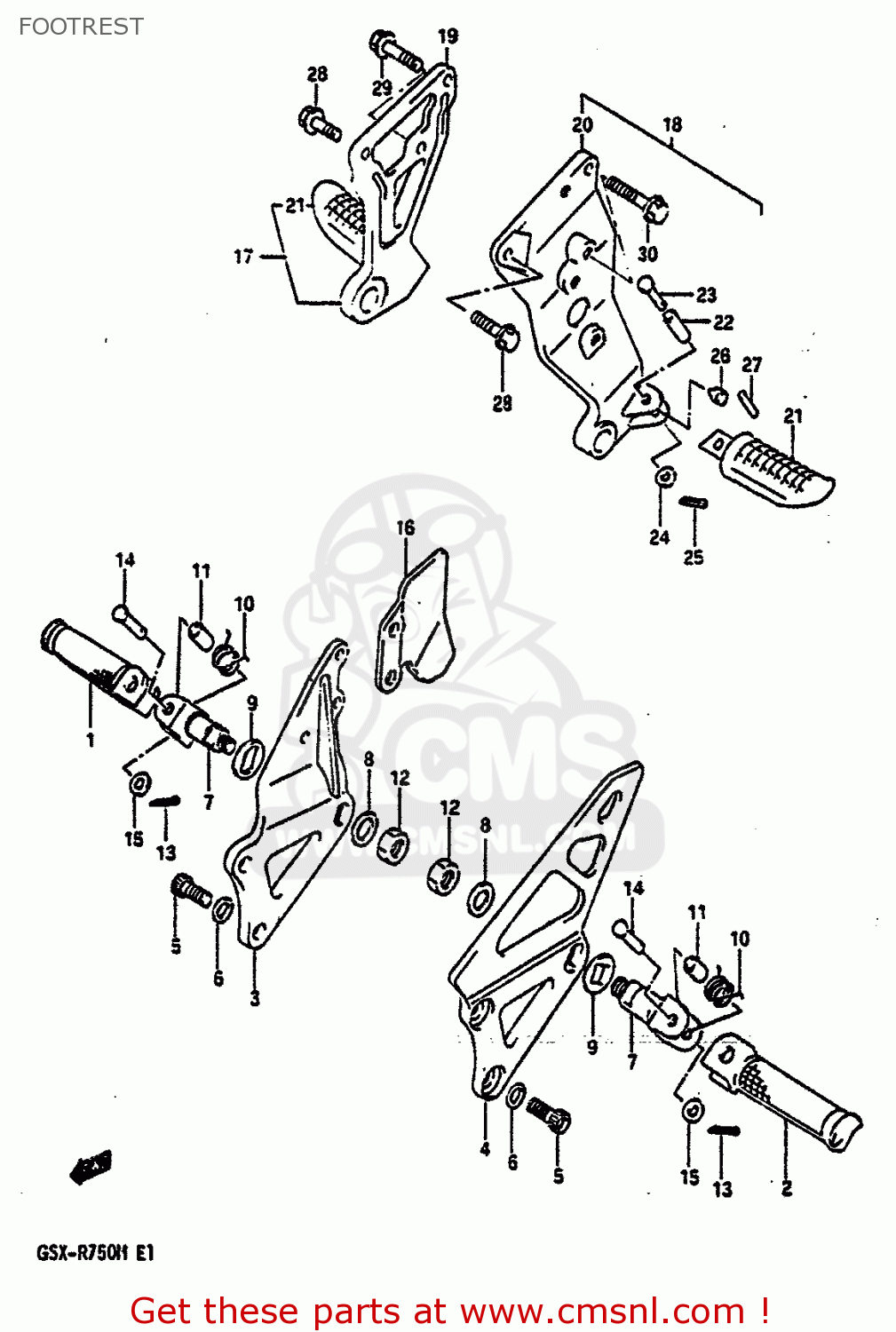 FOOTREST GSXR750 1991 (M) (E01 E02 E04 E15 16 17 18 21 22 24 25 34 39 53)