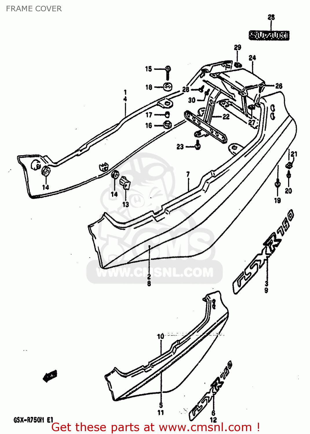 FRAME COVER GSXR750 1991 (M) (E01 E02 E04 E15 16 17 18 21 22 24 25 34 39 53)