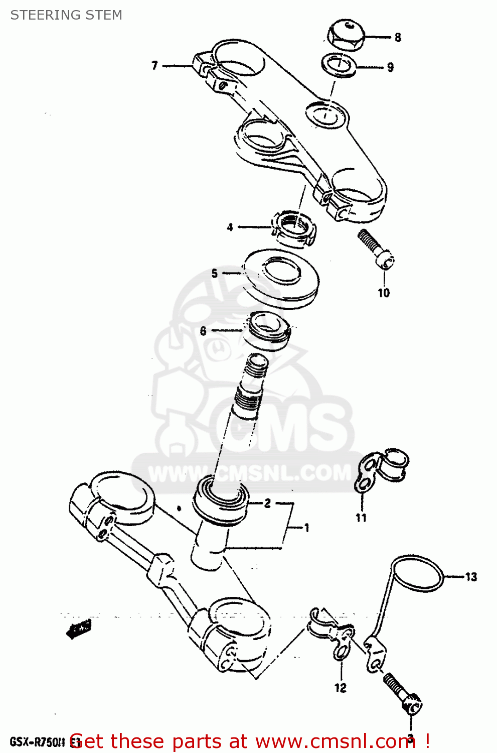 STEERING STEM GSXR750 1991 (M) (E01 E02 E04 E15 16 17 18 21 22 24 25 34 39 53)