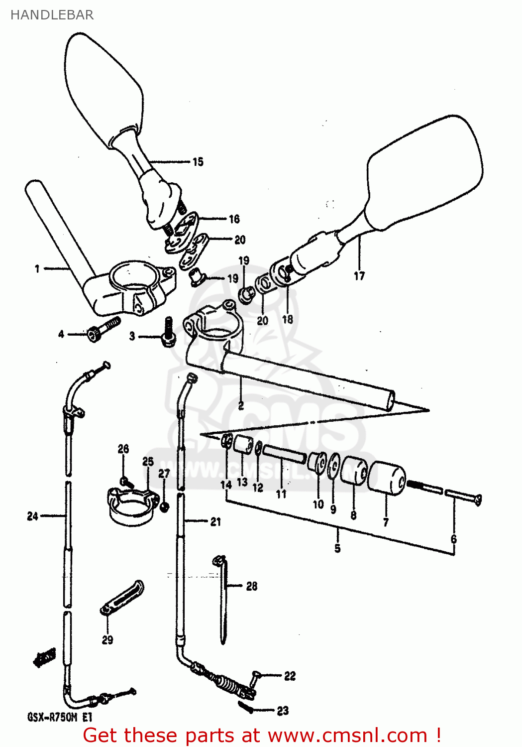 HANDLEBAR GSXR750 1991 (M) (E01 E02 E04 E15 16 17 18 21 22 24 25 34 39 53)