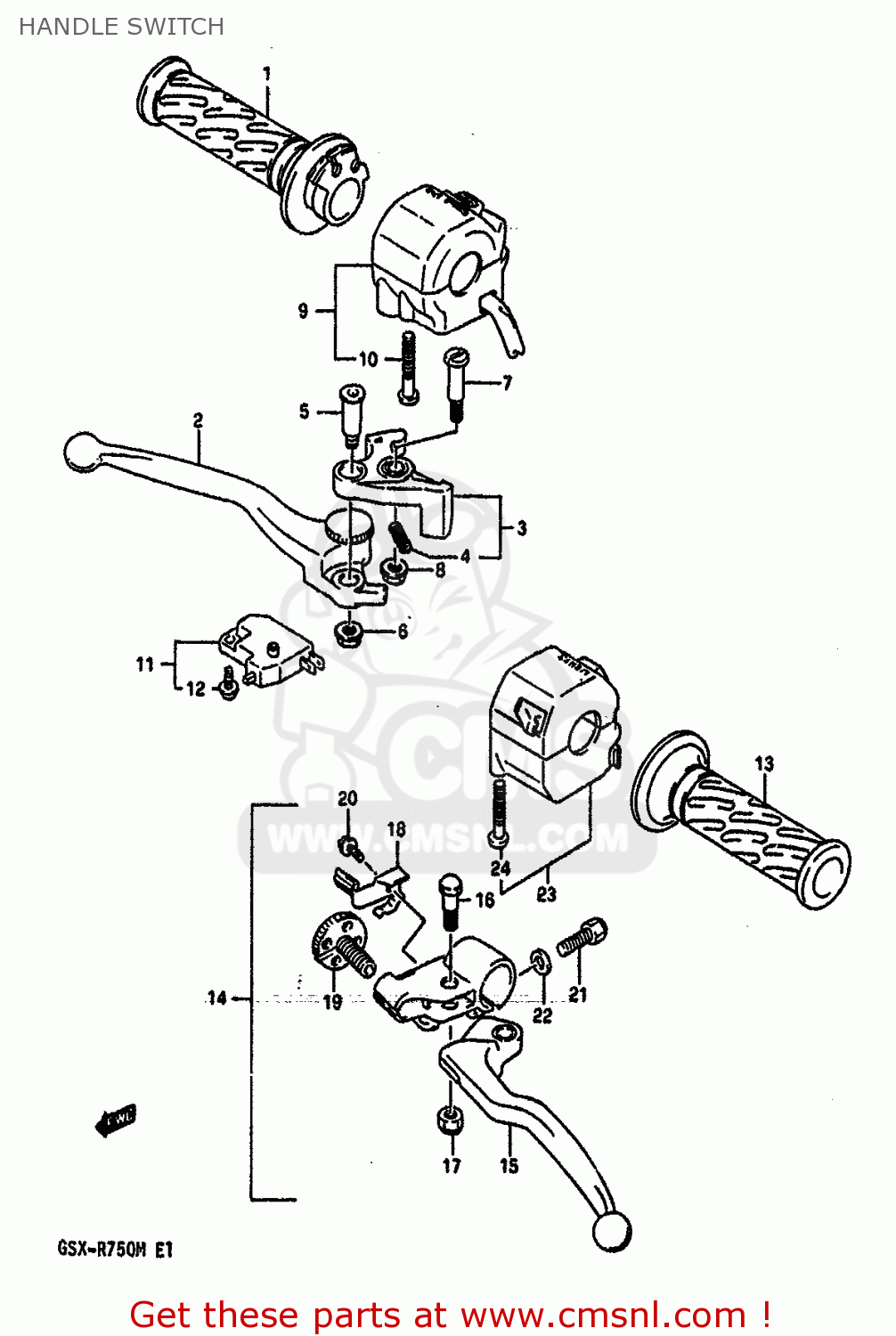 HANDLE SWITCH GSXR750 1991 (M) (E01 E02 E04 E15 16 17 18 21 22 24 25 34 39 53)