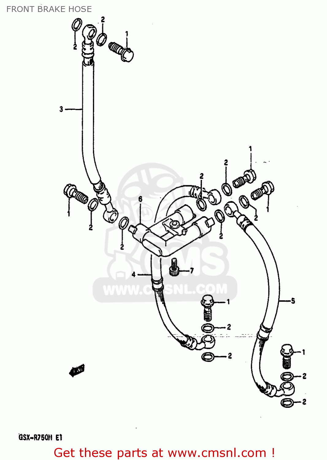 FRONT BRAKE HOSE GSXR750 1991 (M) (E01 E02 E04 E15 16 17 18 21 22 24 25 34 39 53)