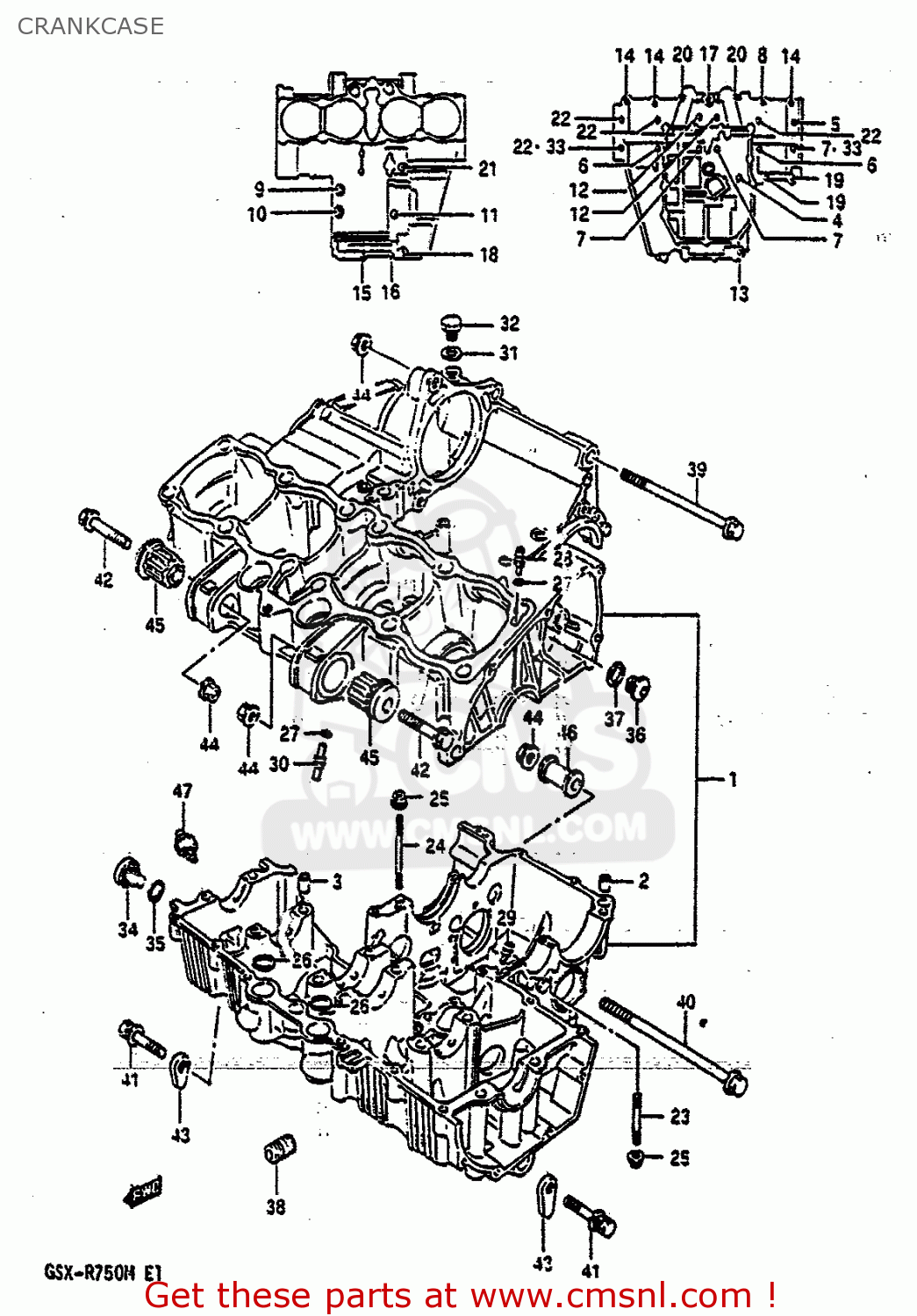 CRANKCASE GSXR750 1991 (M) (E01 E02 E04 E15 16 17 18 21 22 24 25 34 39 53)