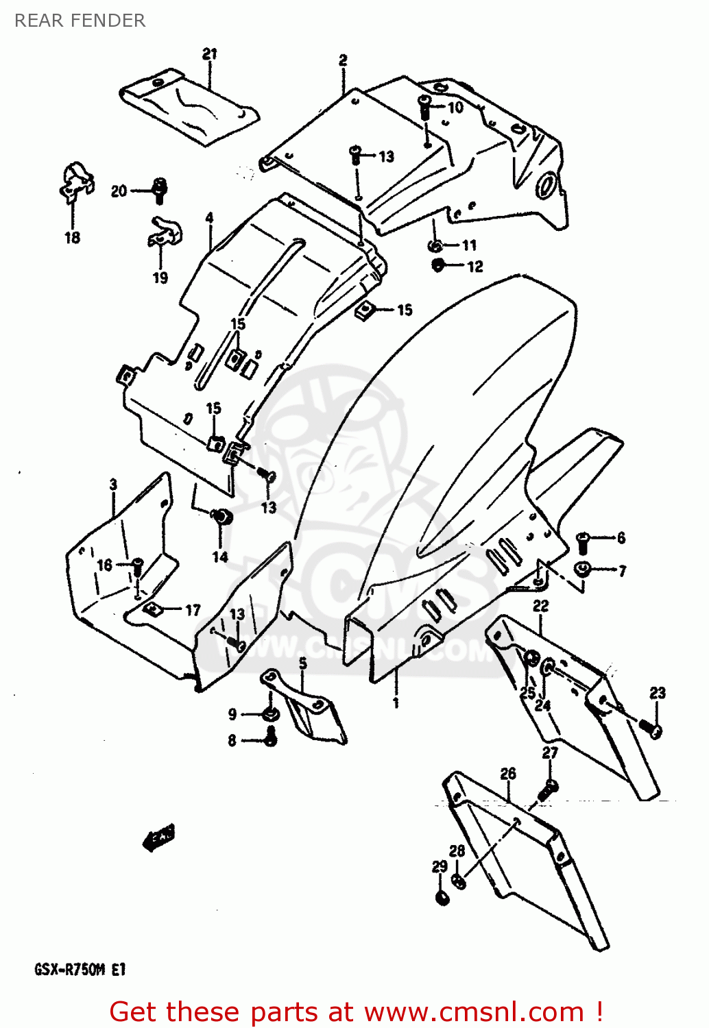 REAR FENDER GSXR750 1991 (M) (E01 E02 E04 E15 16 17 18 21 22 24 25 34 39 53)