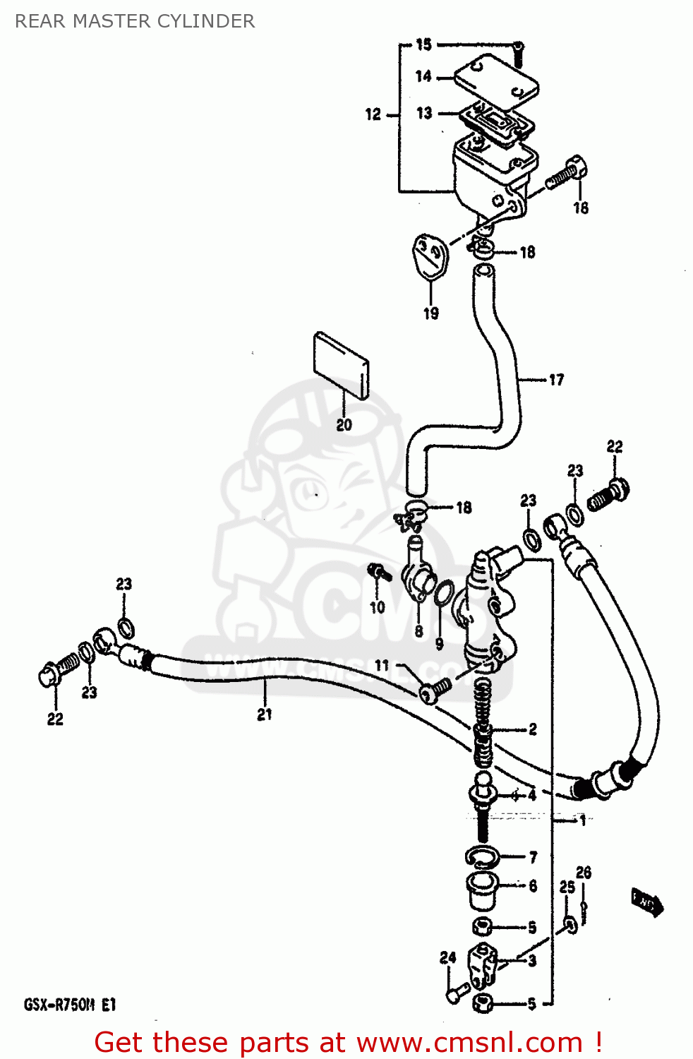 REAR MASTER CYLINDER GSXR750 1991 (M) (E01 E02 E04 E15 16 17 18 21 22 24 25 34 39 53)