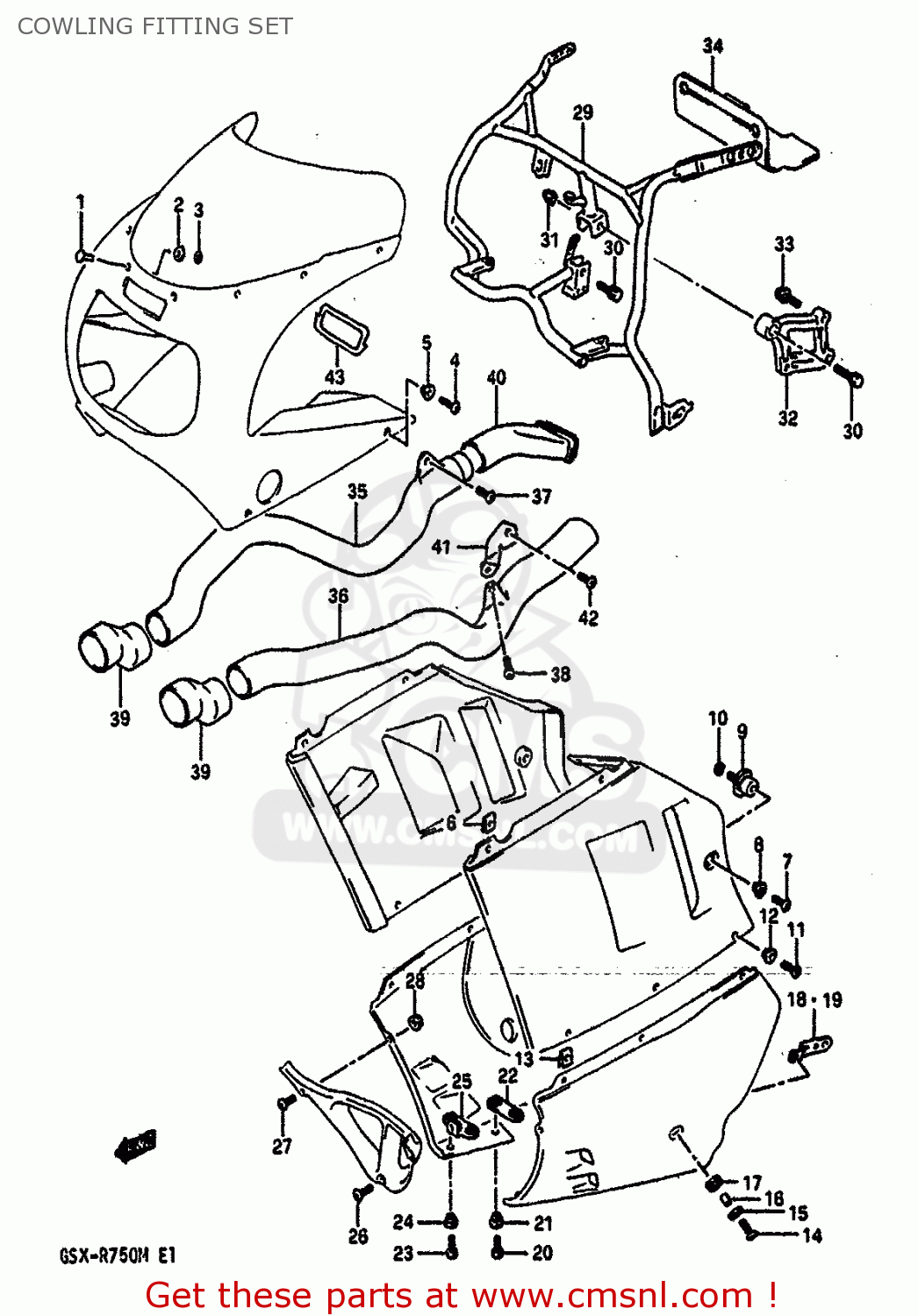 COWLING FITTING SET GSXR750 1991 (M) (E01 E02 E04 E15 16 17 18 21 22 24 25 34 39 53)