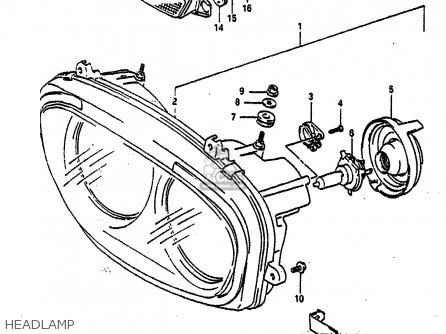 HEADLAMP - GSXR750 1991 (M) (E01 E02 E04 E15 16 17 18 21 22 24 25 34 39 53)