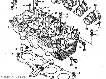 CYLINDER HEAD - GSXR750 1991 (M) (E01 E02 E04 E15 16 17 18 21 22 24 25 34 39 53)