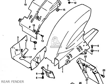 REAR FENDER - GSXR750 1991 (M) (E01 E02 E04 E15 16 17 18 21 22 24 25 34 39 53)