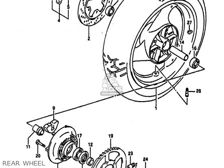 REAR WHEEL - GSXR750 1991 (M) (E01 E02 E04 E15 16 17 18 21 22 24 25 34 39 53)