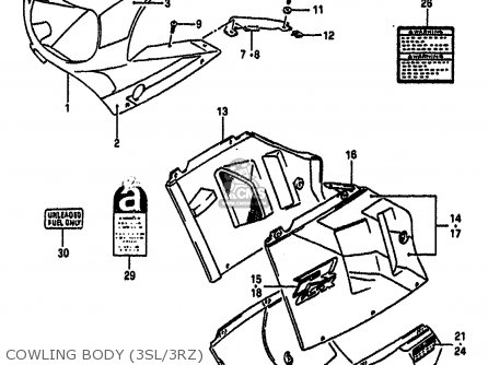 COWLING BODY (3SL/3RZ) - GSXR750 1991 (M) (E01 E02 E04 E15 16 17 18 21 22 24 25 34 39 53)