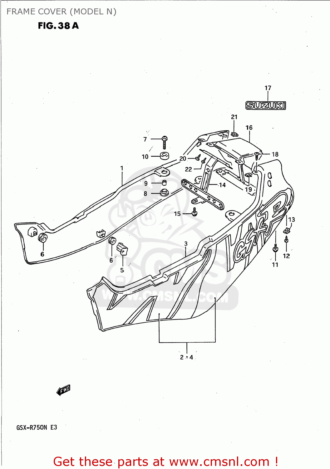 Suzuki GSXR750 1991 (M) USA (E03) FRAME COVER (MODEL N) - buy original ...