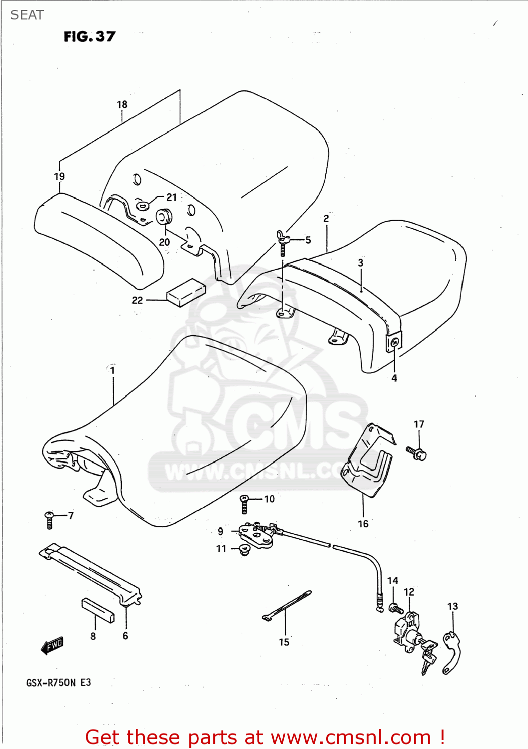 Suzuki GSXR750 1991 (M) USA (E03) SEAT - buy original SEAT spares online