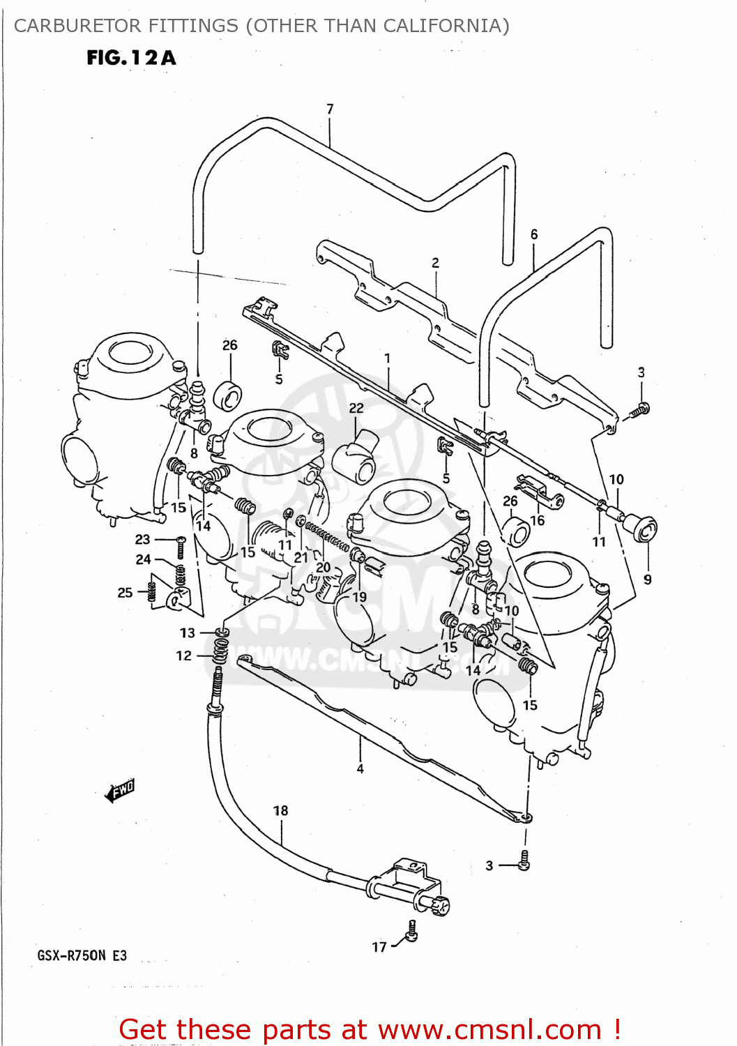 CARBURETOR FITTINGS (OTHER THAN CALIFORNIA) GSXR750 1991 (M) USA (E03)