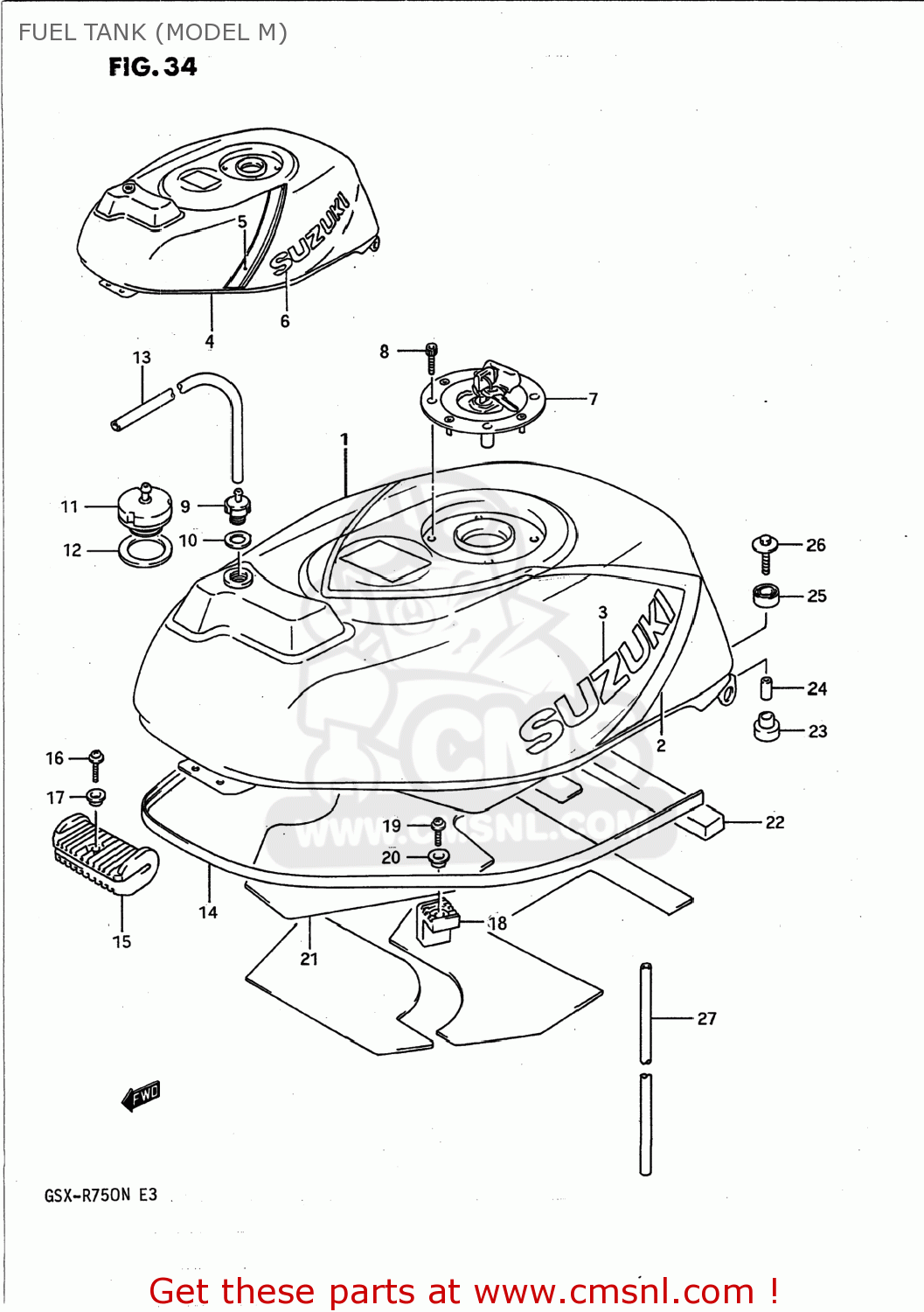 FUEL TANK (MODEL M) GSXR750 1991 (M) USA (E03)