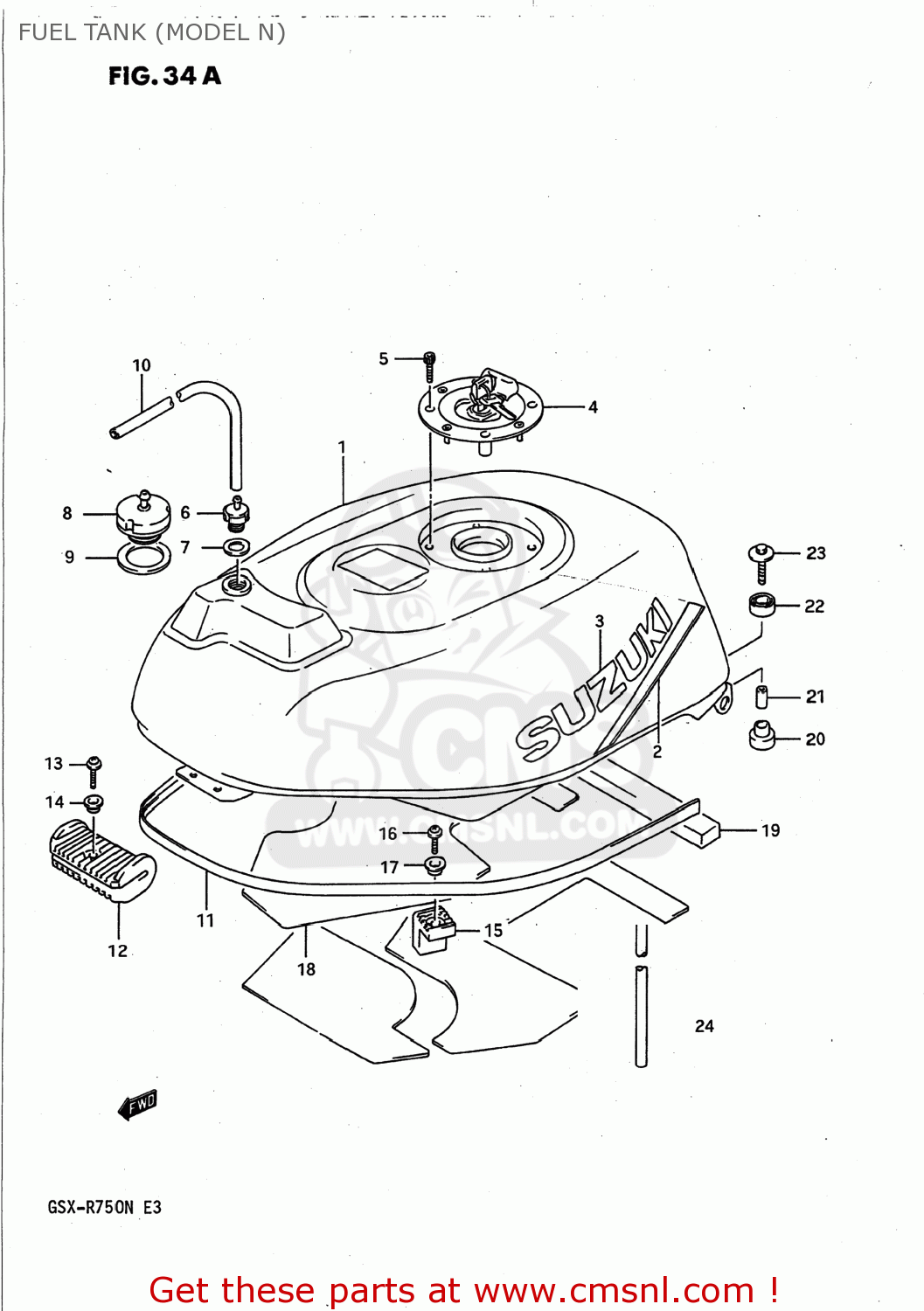 FUEL TANK (MODEL N) GSXR750 1991 (M) USA (E03)
