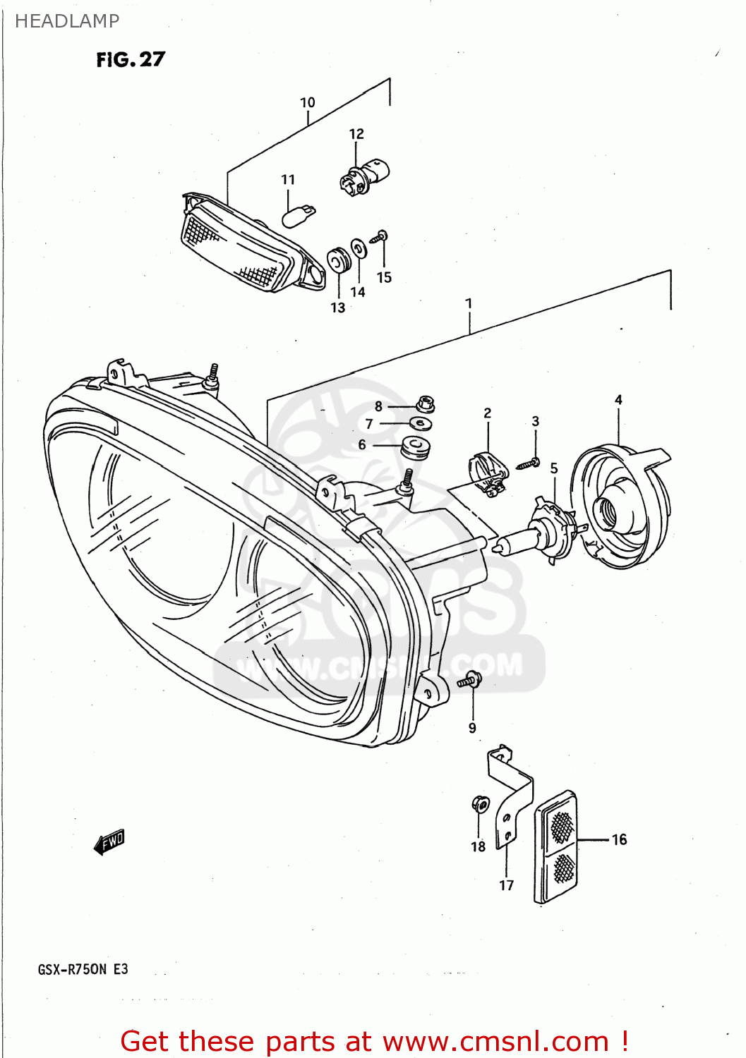 HEADLAMP GSXR750 1991 (M) USA (E03)