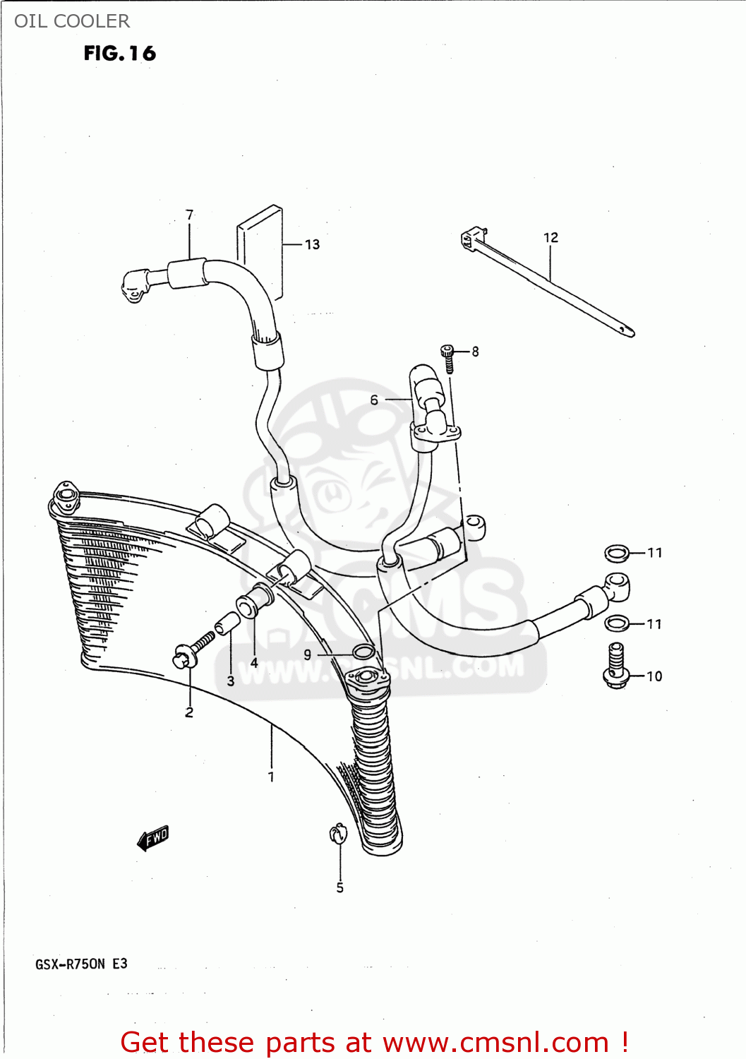 OIL COOLER GSXR750 1991 (M) USA (E03)