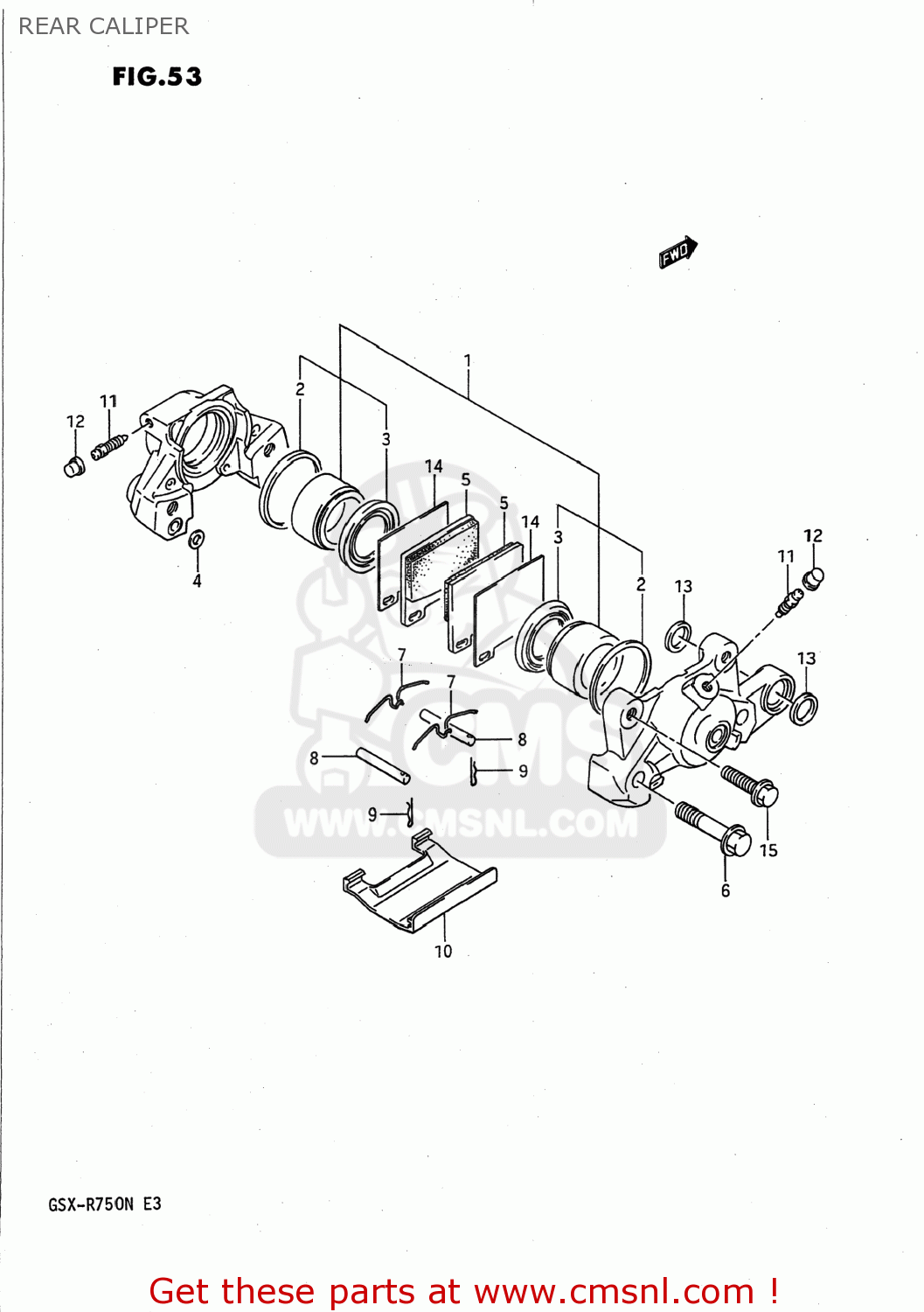REAR CALIPER GSXR750 1991 (M) USA (E03)