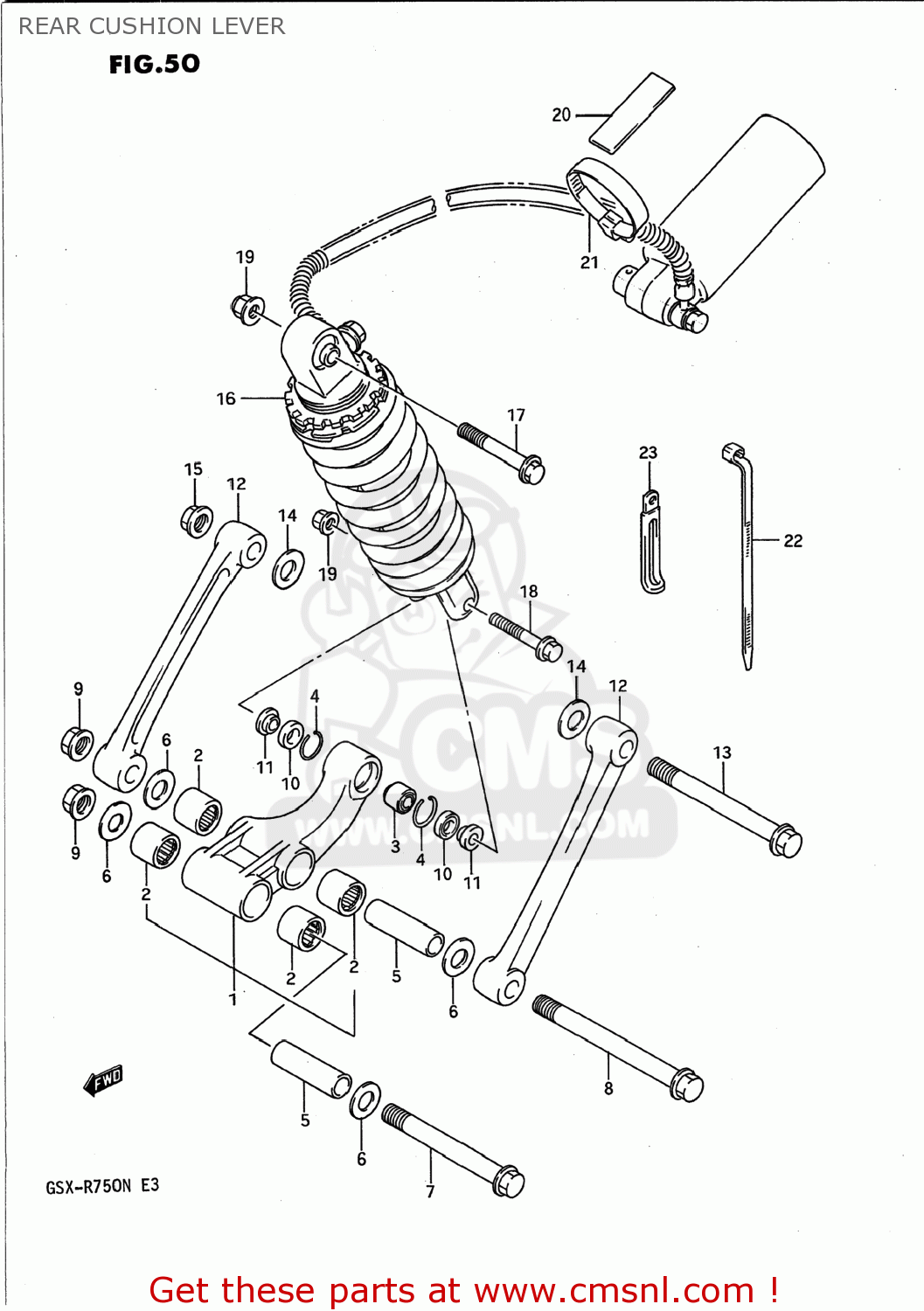 REAR CUSHION LEVER GSXR750 1991 (M) USA (E03)
