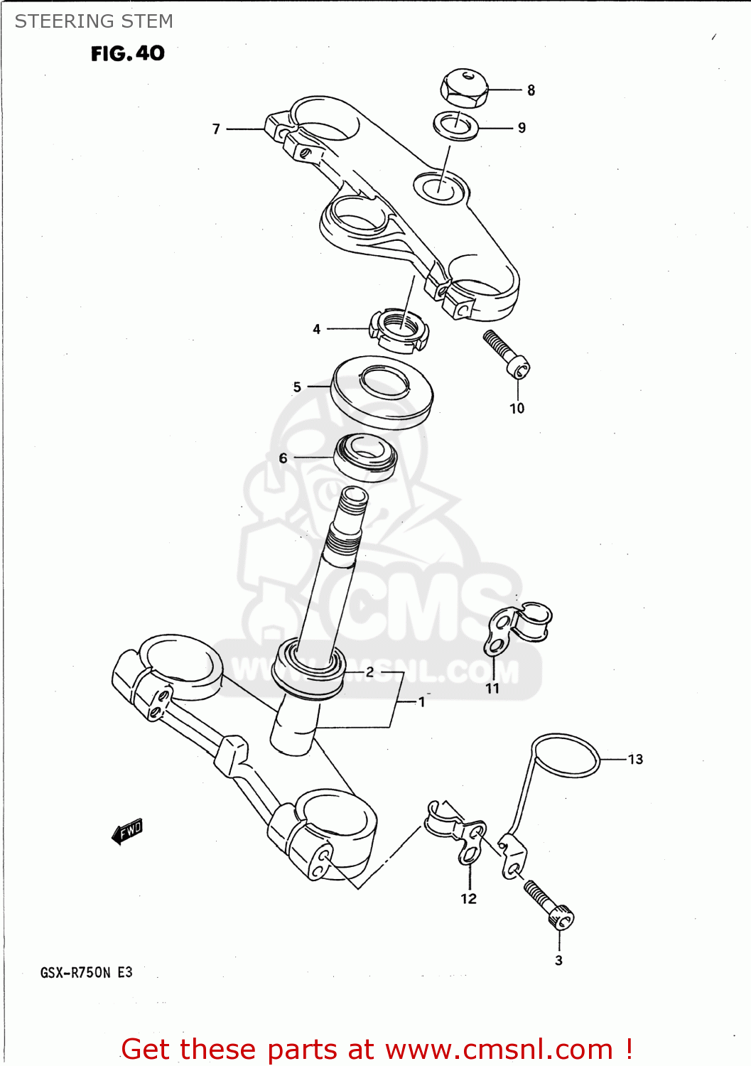 STEERING STEM GSXR750 1991 (M) USA (E03)