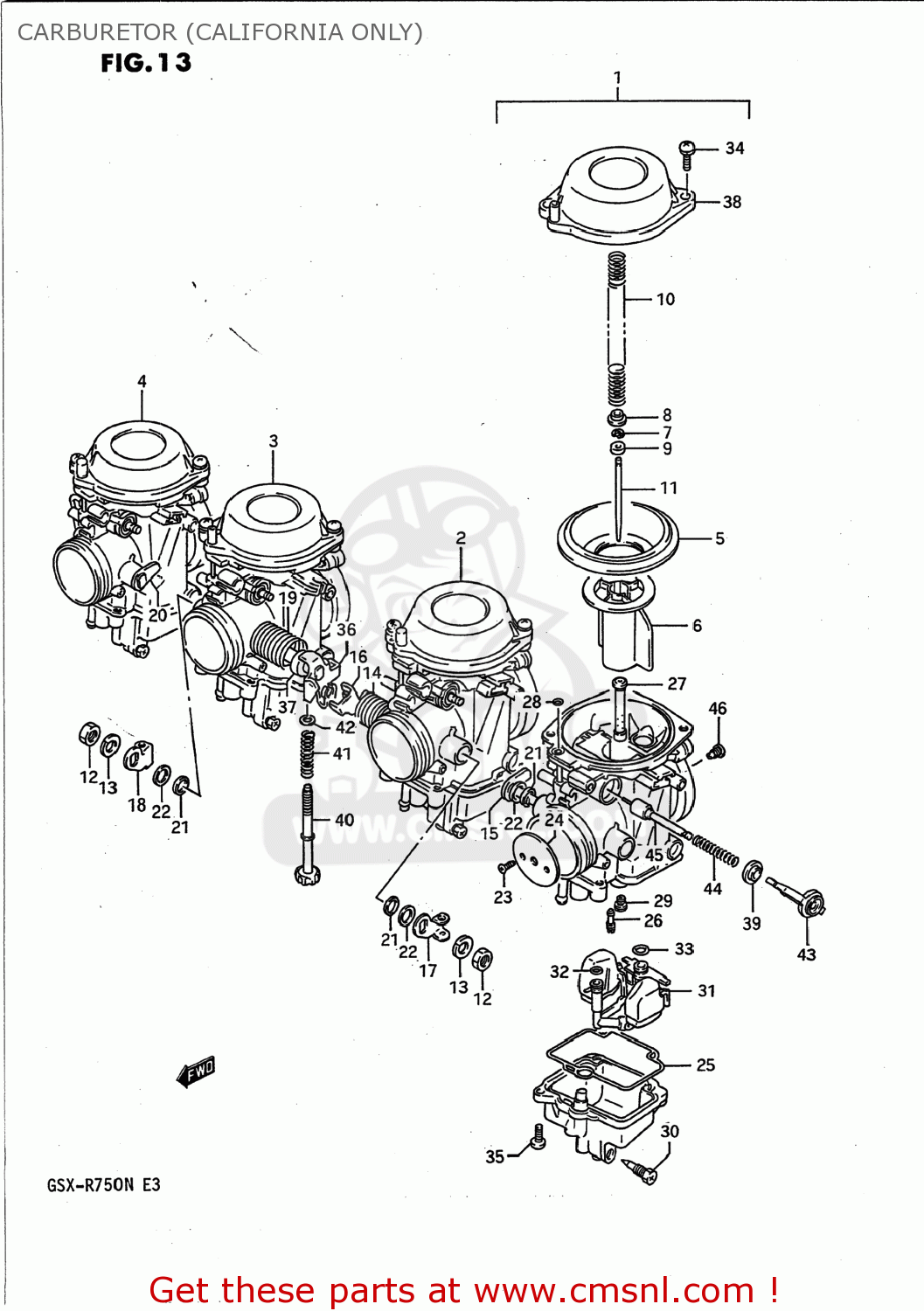 CARBURETOR (CALIFORNIA ONLY) GSXR750 1992 (N) USA (E03)