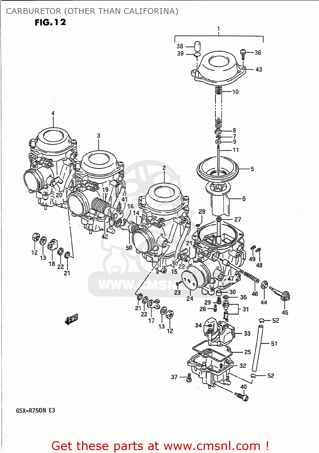 CARBURETOR (OTHER THAN CALIFORINA) GSXR750 1992 (N) USA (E03)