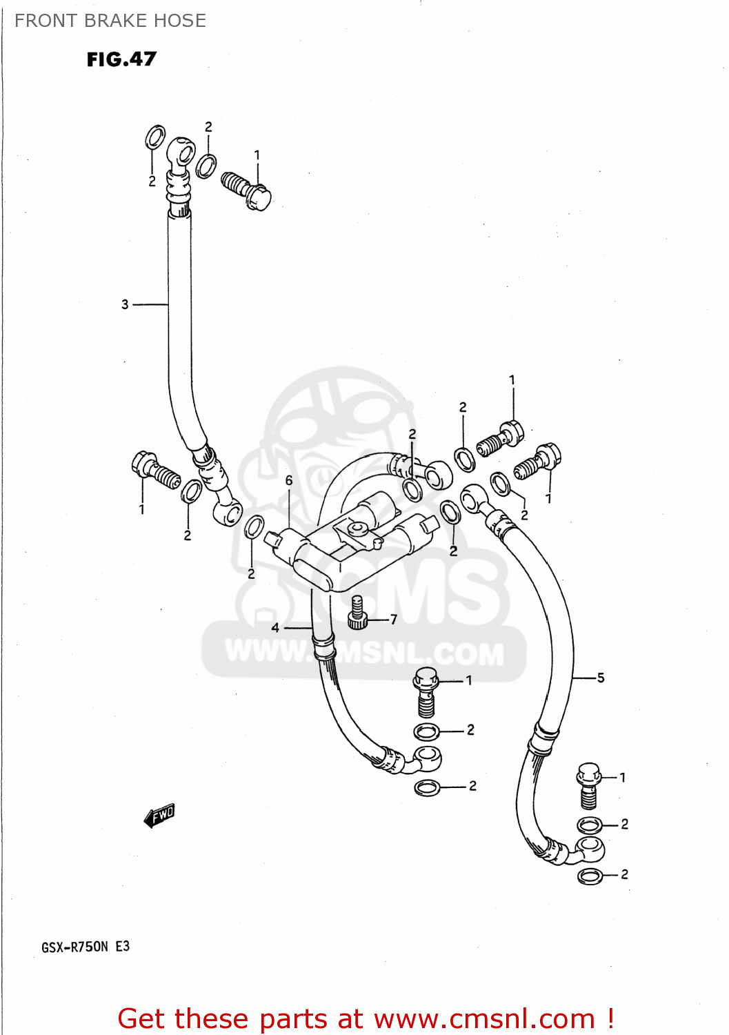 FRONT BRAKE HOSE GSXR750 1992 (N) USA (E03)
