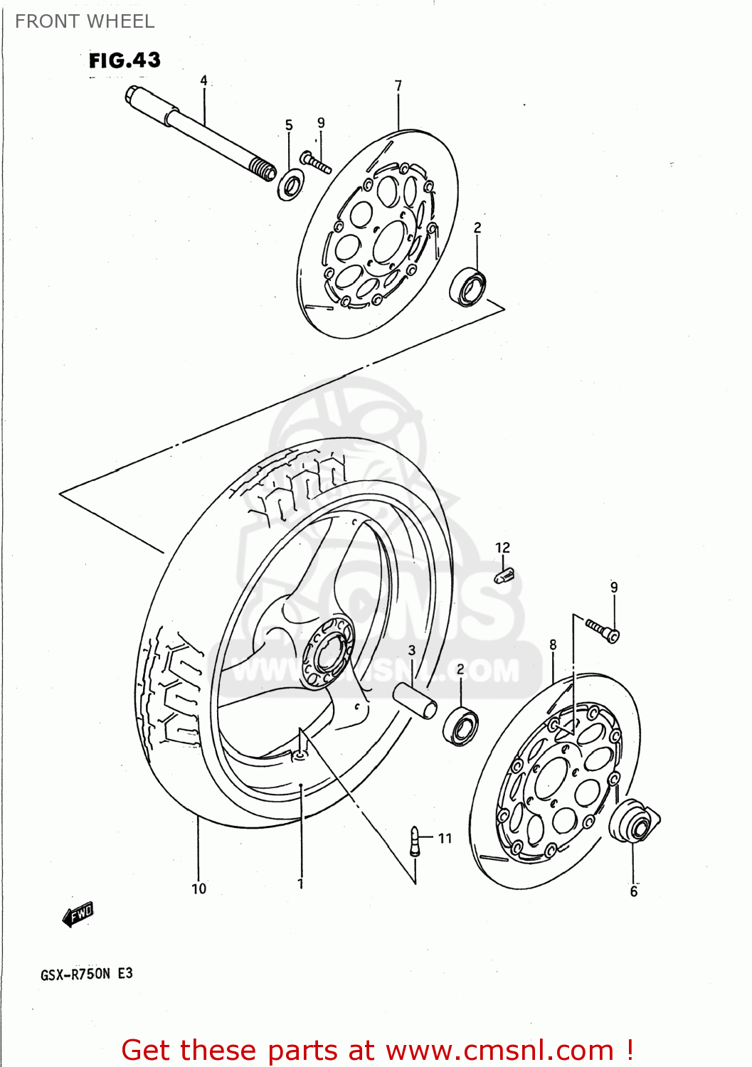 FRONT WHEEL GSXR750 1992 (N) USA (E03)