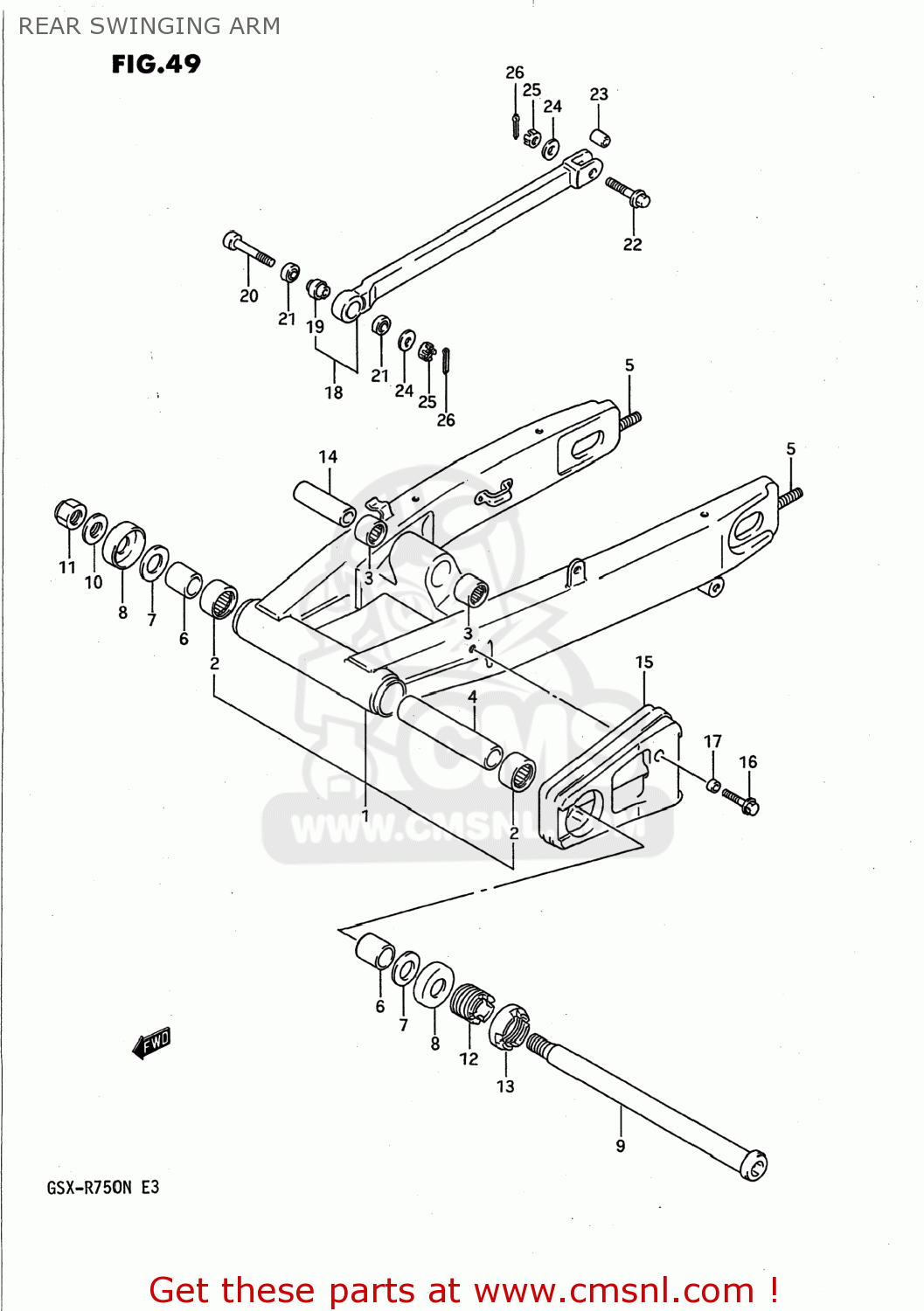 REAR SWINGING ARM GSXR750 1992 (N) USA (E03)
