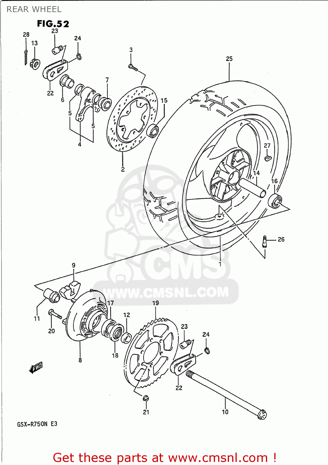 REAR WHEEL GSXR750 1992 (N) USA (E03)