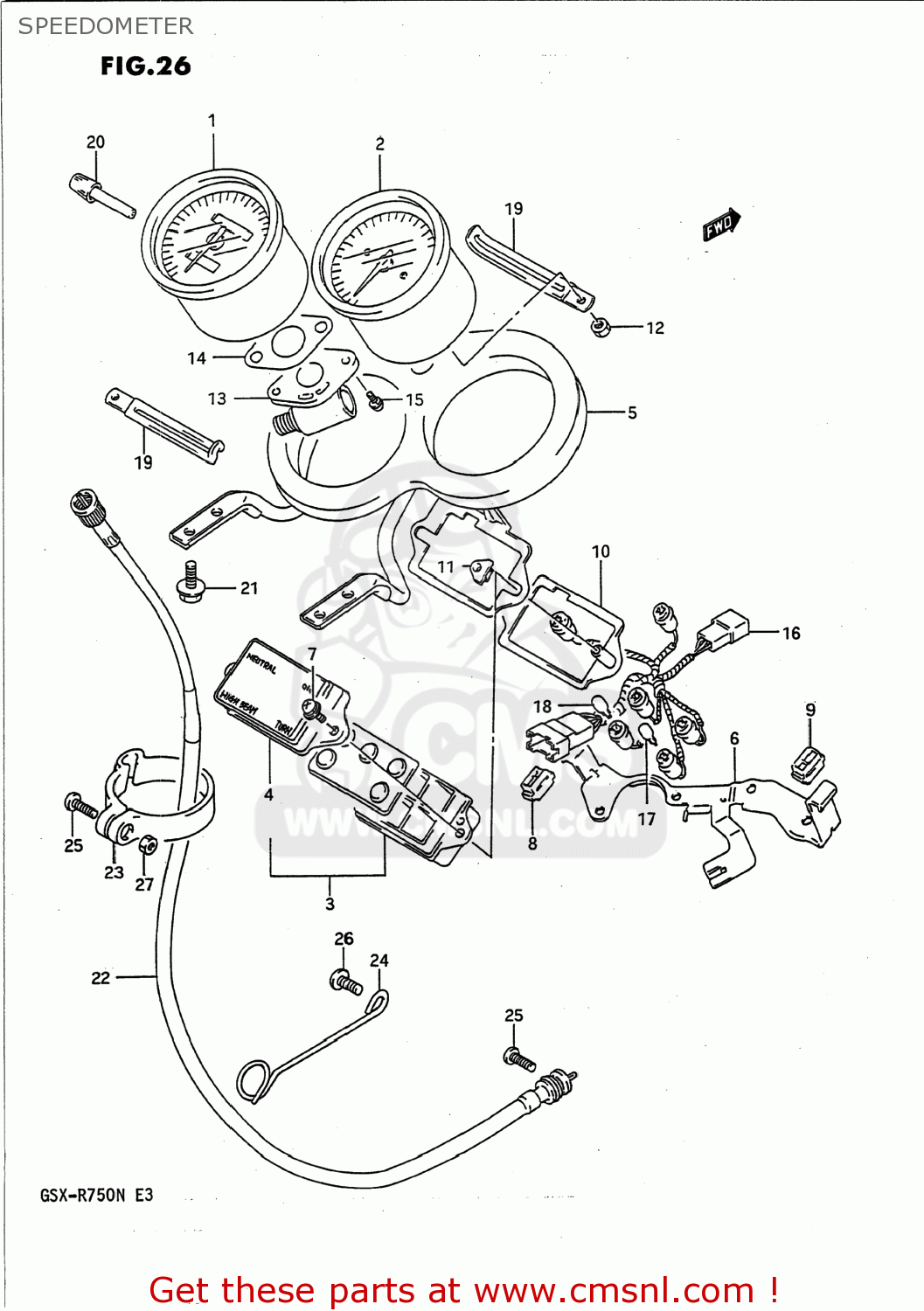 SPEEDOMETER GSXR750 1992 (N) USA (E03)