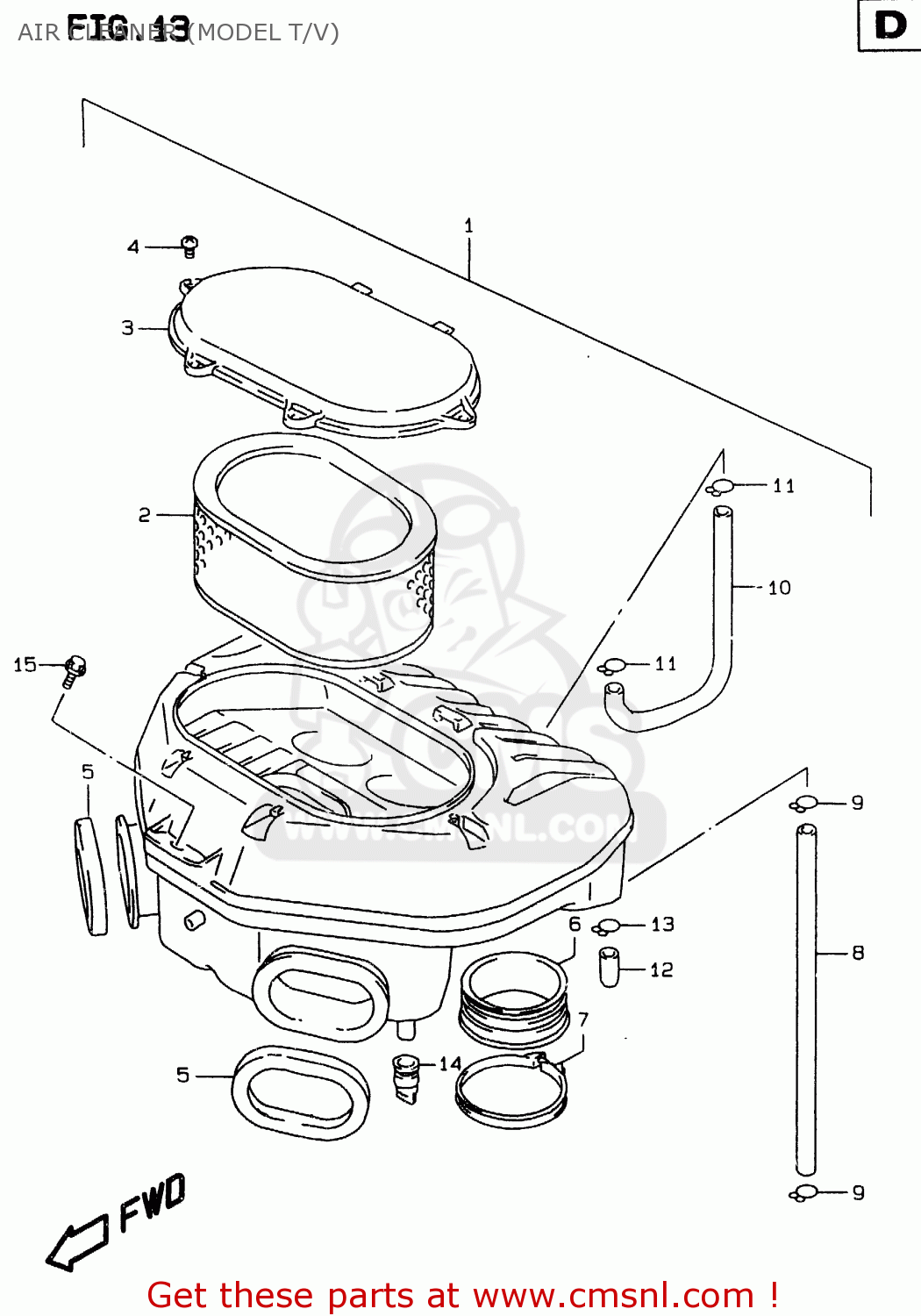 AIR CLEANER (MODEL T/V) GSXR750 1996 (T) (E02 E04 E18 E22 E24 E25 E34 E39) / P37
