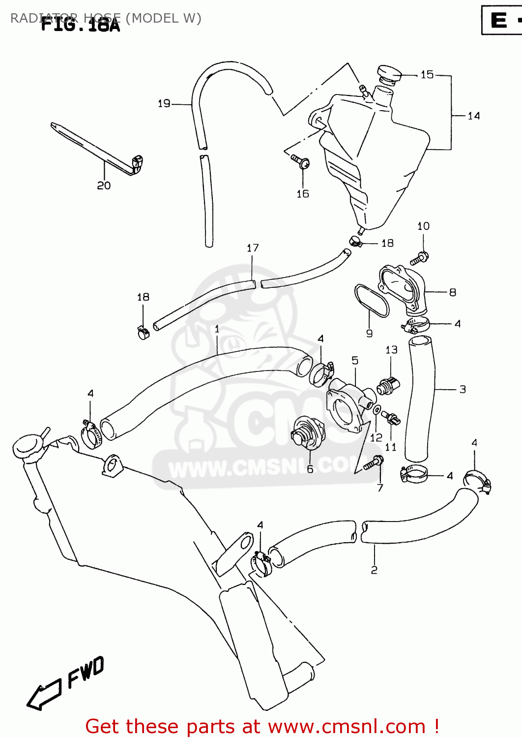 RADIATOR HOSE (MODEL W) GSXR750 1996 (T) (E02 E04 E18 E22 E24 E25 E34 E39) / P37