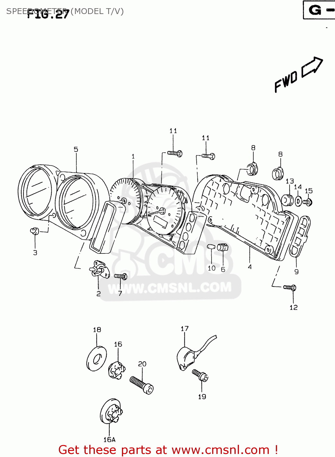 SPEEDOMETER (MODEL T/V) GSXR750 1996 (T) (E02 E04 E18 E22 E24 E25 E34 E39) / P37