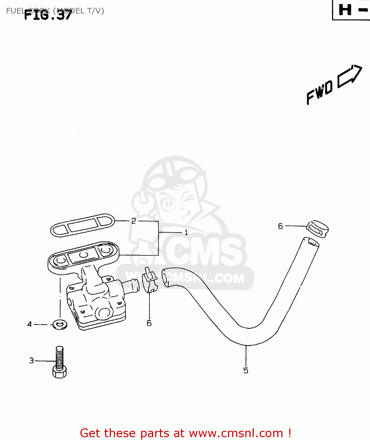 FUEL COCK (MODEL T/V) GSXR750 1996 (T) (E02 E04 E18 E22 E24 E25 E34 E39) / P37