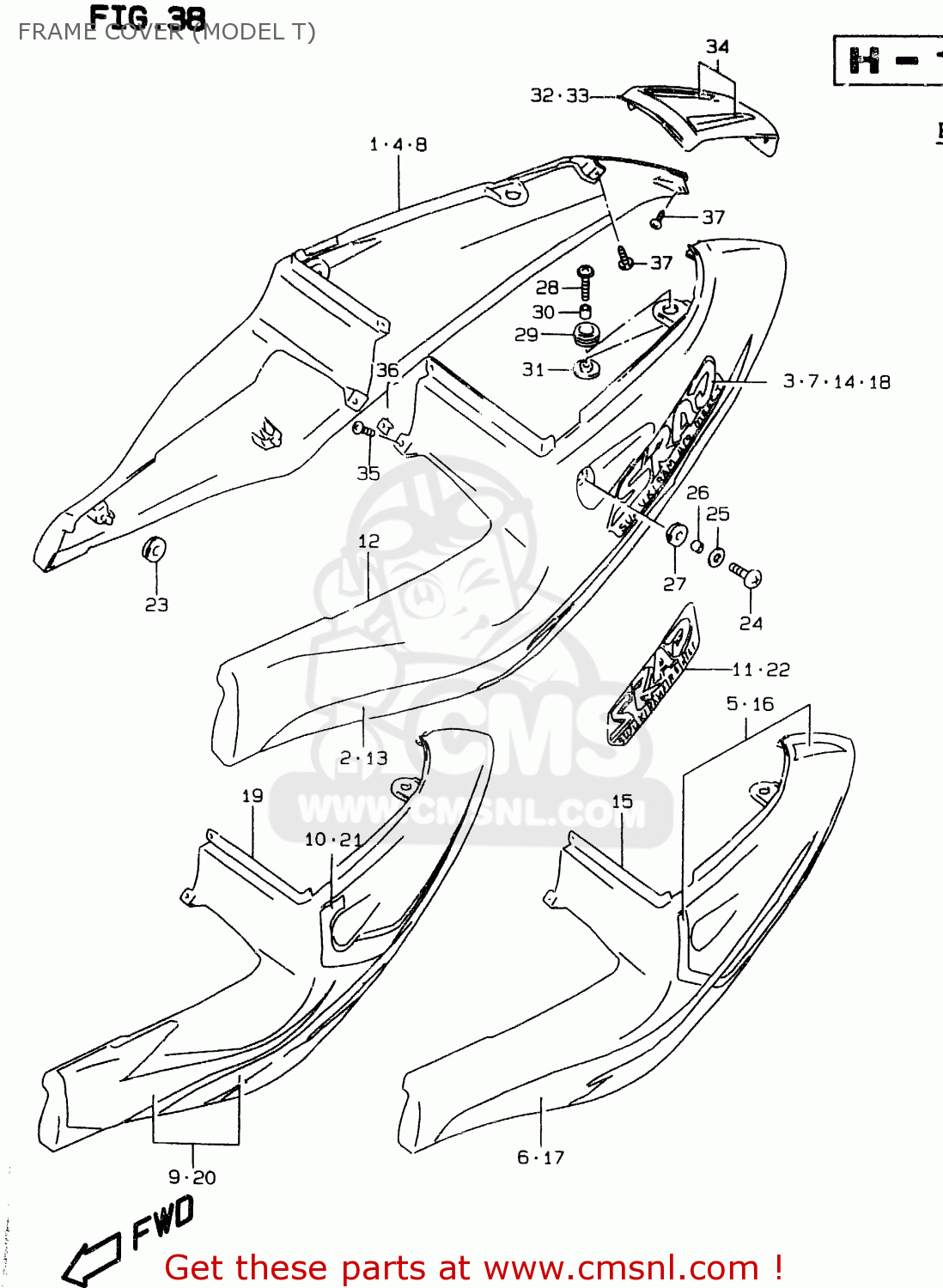 FRAME COVER (MODEL T) GSXR750 1996 (T) (E02 E04 E18 E22 E24 E25 E34 E39) / P37
