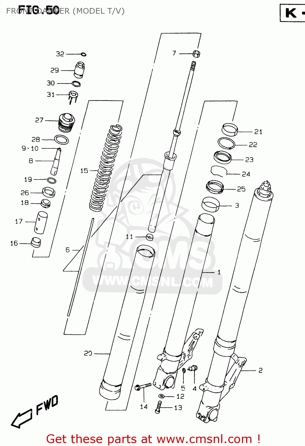 FRONT DAMPER (MODEL T/V) GSXR750 1996 (T) (E02 E04 E18 E22 E24 E25 E34 E39) / P37