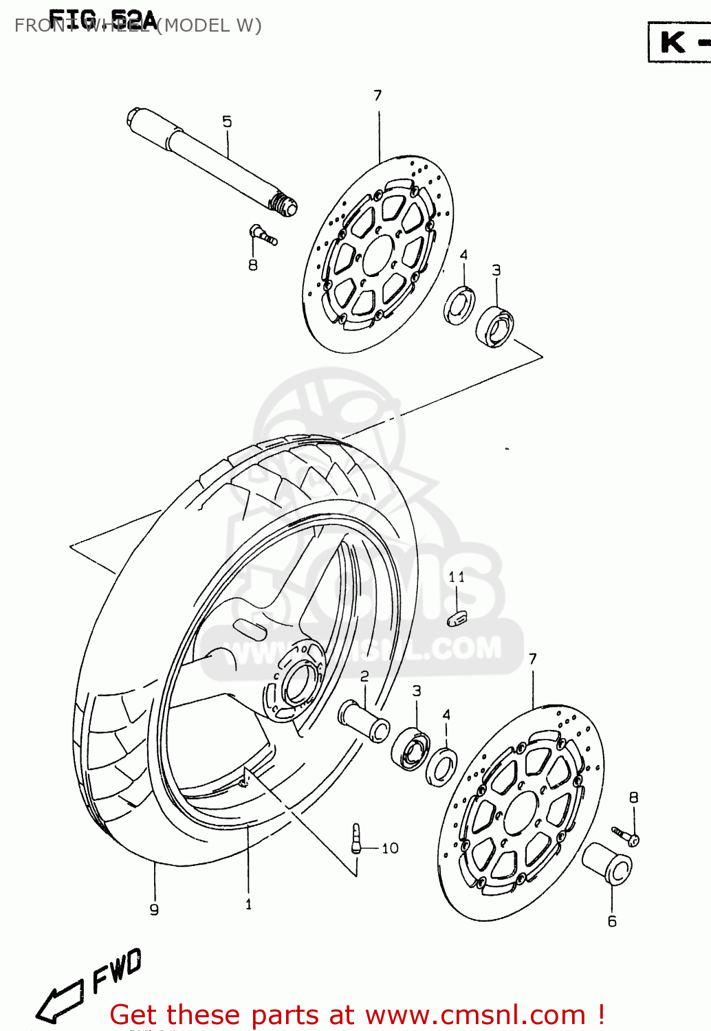 FRONT WHEEL (MODEL W) GSXR750 1996 (T) (E02 E04 E18 E22 E24 E25 E34 E39) / P37