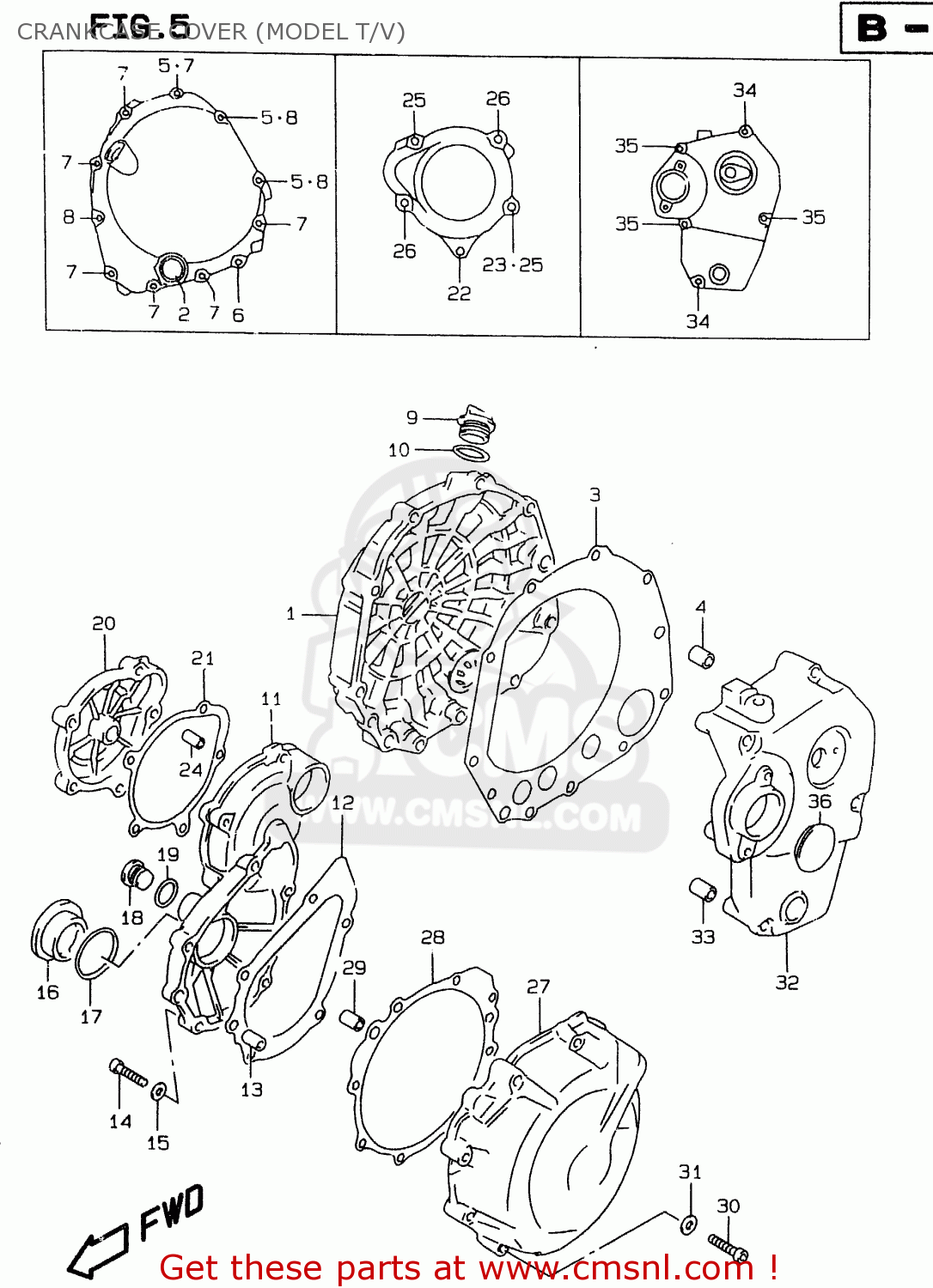 CRANKCASE COVER (MODEL T/V) GSXR750 1996 (T) (E02 E04 E18 E22 E24 E25 E34 E39) / P37