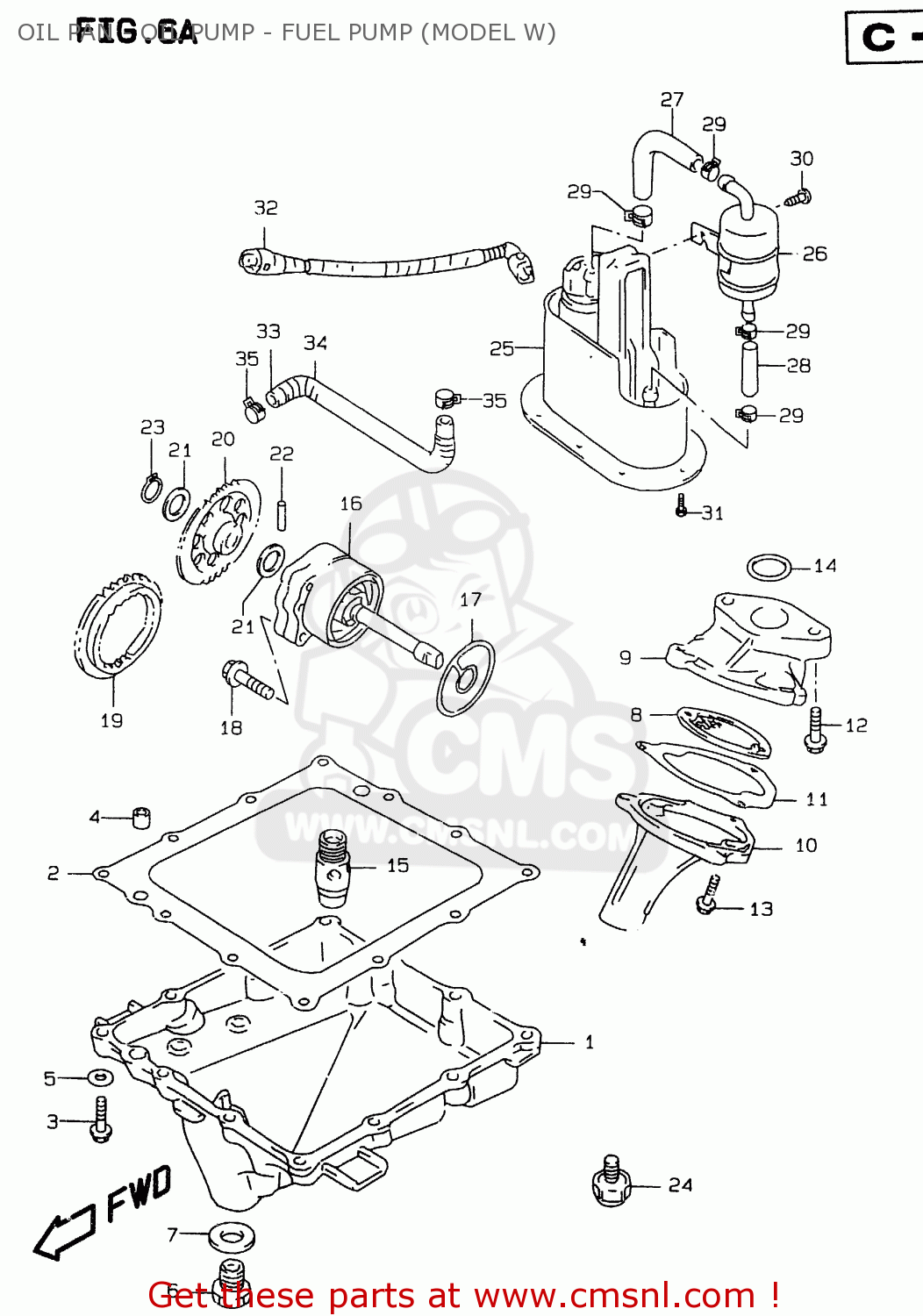 OIL PAN - OIL PUMP - FUEL PUMP (MODEL W) GSXR750 1996 (T) (E02 E04 E18 E22 E24 E25 E34 E39) / P37