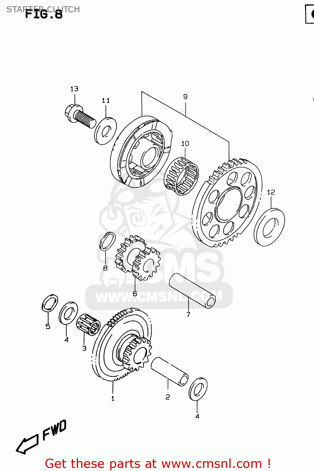STARTER CLUTCH GSXR750 1996 (T) (E02 E04 E18 E22 E24 E25 E34 E39) / P37