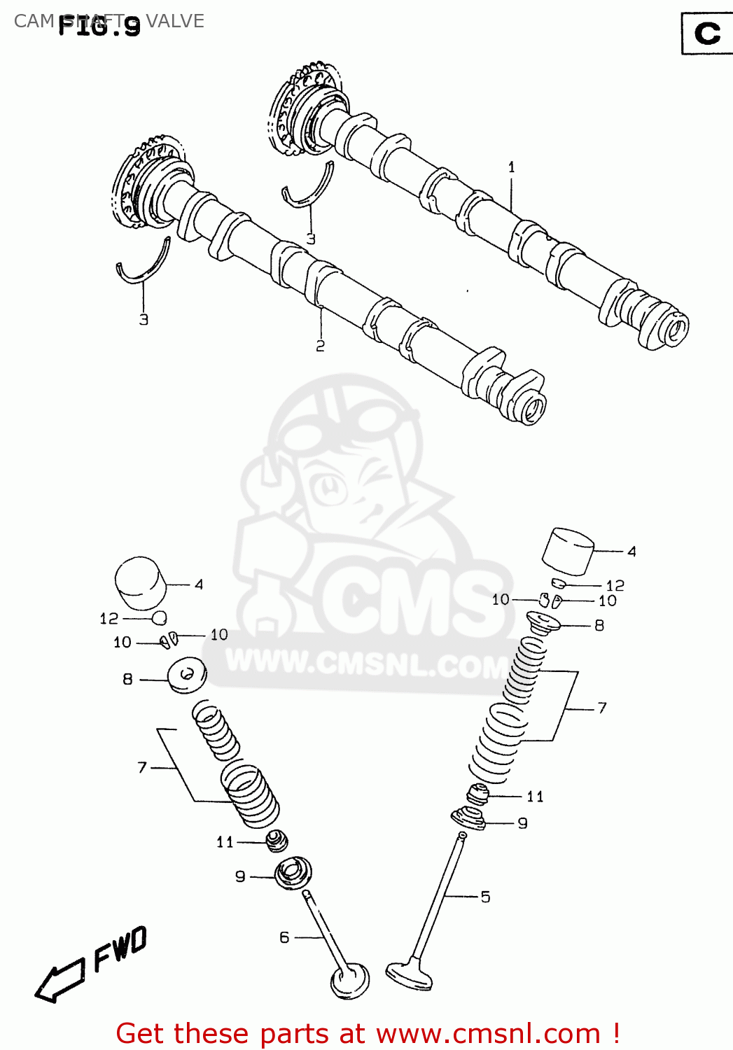 CAM SHAFT - VALVE GSXR750 1996 (T) (E02 E04 E18 E22 E24 E25 E34 E39) / P37