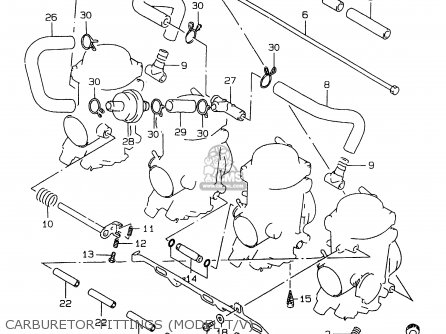 CARBURETOR FITTINGS (MODEL T/V) - GSXR750 1996 (T) (E02 E04 E18 E22 E24 E25 E34 E39) / P37